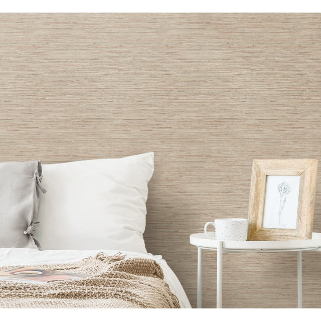 Faux Grasscloth Pink Peel & Stick Wallpaper with Traditional Nature Pattern - York RMK11560WP