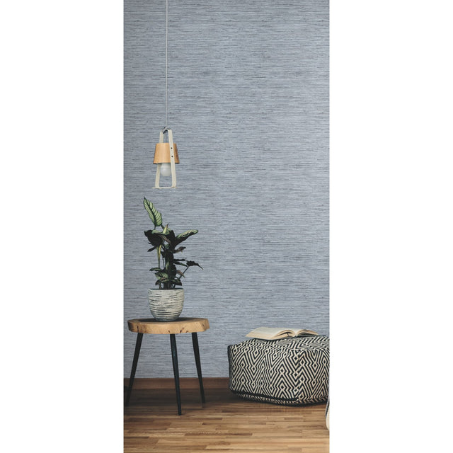 Faux Grasscloth Blue Peel & Stick Wallpaper with Traditional Nature Pattern - York RMK11561WP