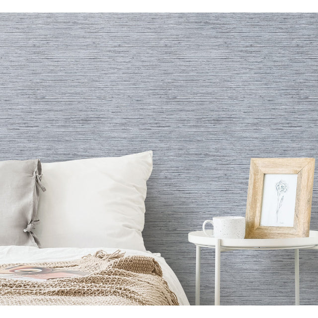 Faux Grasscloth Blue Peel & Stick Wallpaper with Traditional Nature Pattern - York RMK11561WP