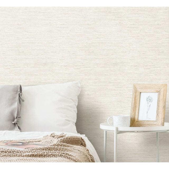 Faux Grasscloth Beige Peel & Stick Wallpaper with Traditional Nature Pattern - York RMK11562WP