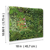 Living Wall Green Peel & Stick Wallpaper with Lush Botanical Leaves Motif - York RMK11567RL