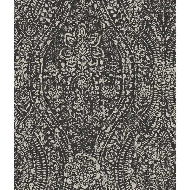 Ornate Ogee Taupe Peel & Stick Wallpaper with Glam Global Ogee Pattern - York RMK11570WP