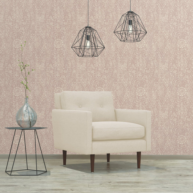 Ornate Ogee Pink Peel & Stick Wallpaper with Global Ogee Motif - York RMK11571WP