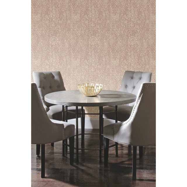 Ornate Ogee Pink Peel & Stick Wallpaper with Global Ogee Motif - York RMK11571WP
