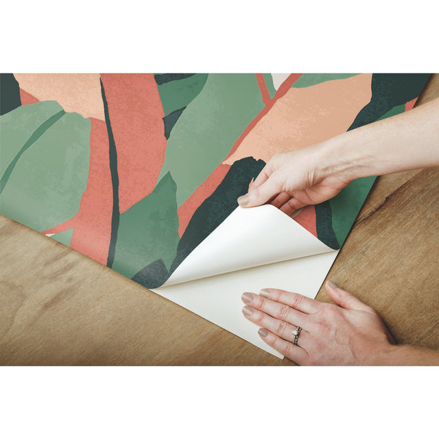 Hearts Of Palm Green Peel & Stick Wallpaper with Modern Botanical Leaves - York RMK11572RL