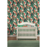 Hearts Of Palm Green Peel & Stick Wallpaper with Modern Botanical Leaves - York RMK11572RL