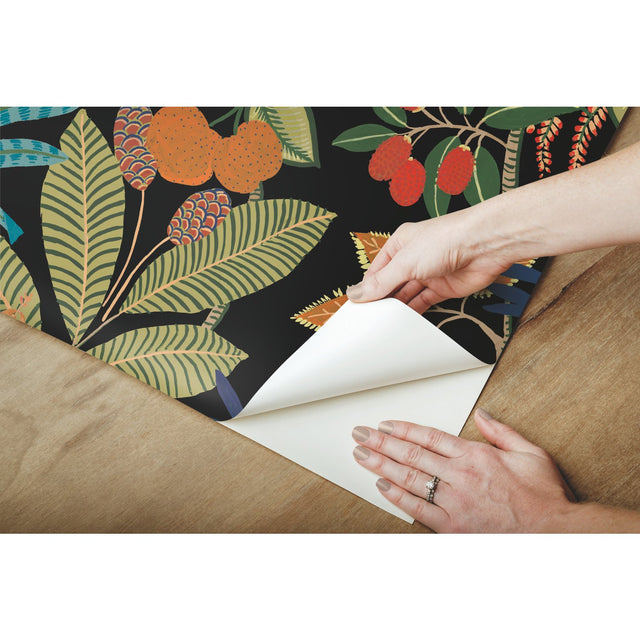Funky Jungle Green Peel & Stick Wallpaper with Tropical Botanical Novelty Pattern - York RMK11576RL