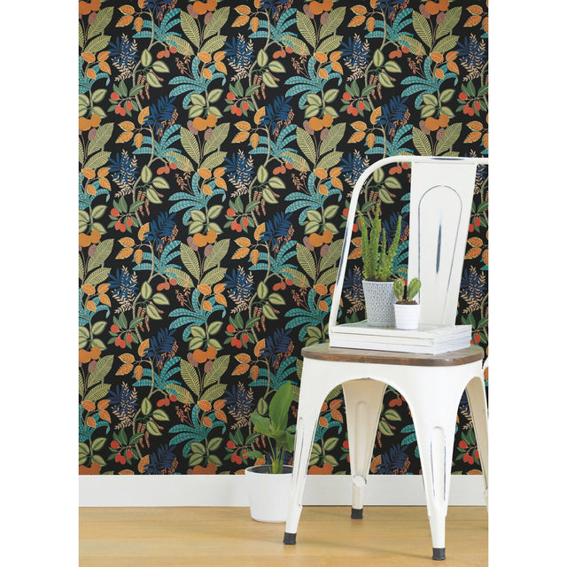 Funky Jungle Green Peel & Stick Wallpaper with Tropical Botanical Novelty Pattern - York RMK11576RL