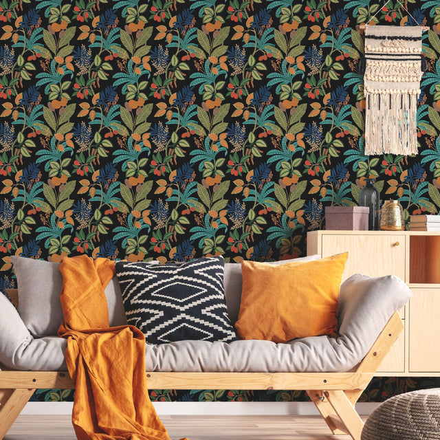 Funky Jungle Green Peel & Stick Wallpaper with Tropical Botanical Novelty Pattern - York RMK11576RL