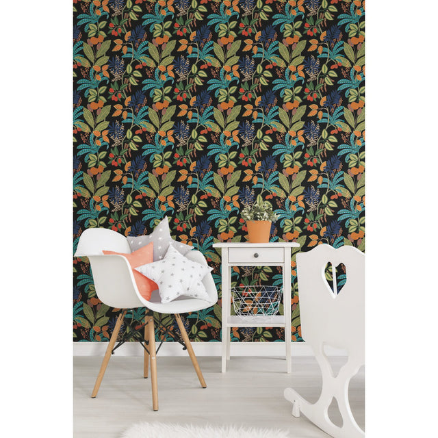 Funky Jungle Green Peel & Stick Wallpaper with Tropical Botanical Novelty Pattern - York RMK11576RL