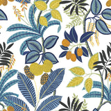 Funky Jungle Blue Peel & Stick Wallpaper with Tropical Botanical Novelty Pattern - York RMK11577RL