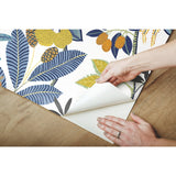 Funky Jungle Blue Peel & Stick Wallpaper with Tropical Botanical Novelty Pattern - York RMK11577RL