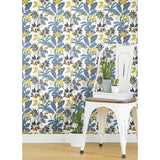 Funky Jungle Blue Peel & Stick Wallpaper with Tropical Botanical Novelty Pattern - York RMK11577RL
