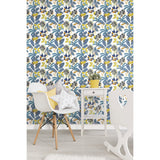 Funky Jungle Blue Peel & Stick Wallpaper with Tropical Botanical Novelty Pattern - York RMK11577RL