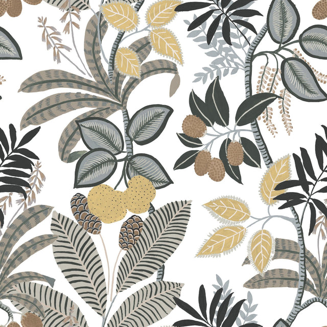 Funky Jungle Yellow Peel & Stick Wallpaper with Tropical Botanical Novelty Pattern - York RMK11578RL