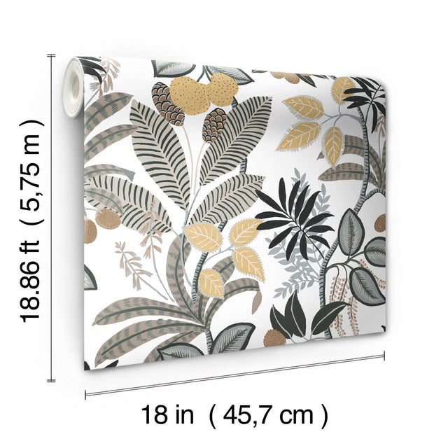 Funky Jungle Yellow Peel & Stick Wallpaper with Tropical Botanical Novelty Pattern - York RMK11578RL