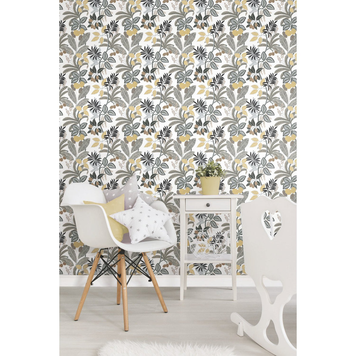 Funky Jungle Yellow Peel & Stick Wallpaper with Tropical Botanical Novelty Pattern - York RMK11578RL