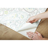 Paisley Prince Grey Peel & Stick Wallpaper with Modern Global Paisley Pattern - York RMK11583RL