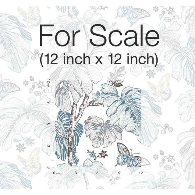Boho Palm Blue Peel & Stick Wallpaper with Botanical Leaves Motif - York RMK11584RL