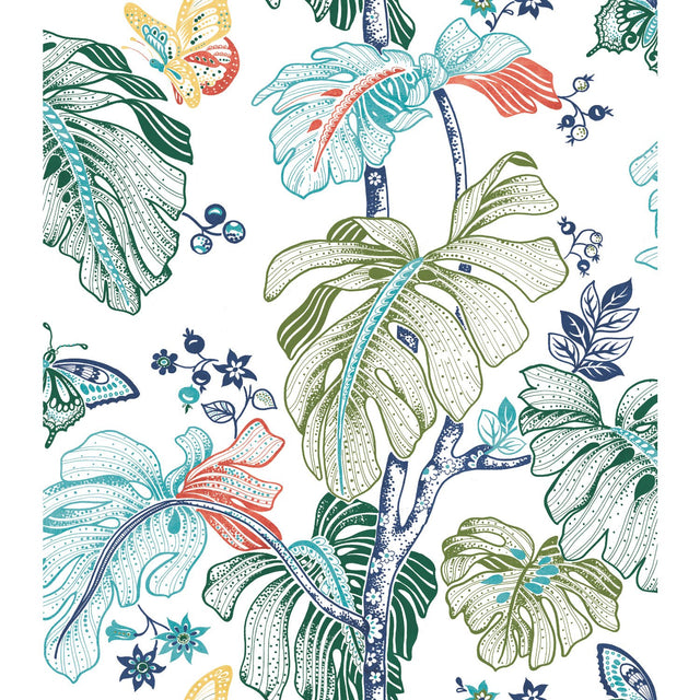 Boho Palm Orange Peel & Stick Wallpaper with Botanical Leaves - RoomMates RMK11587RL
