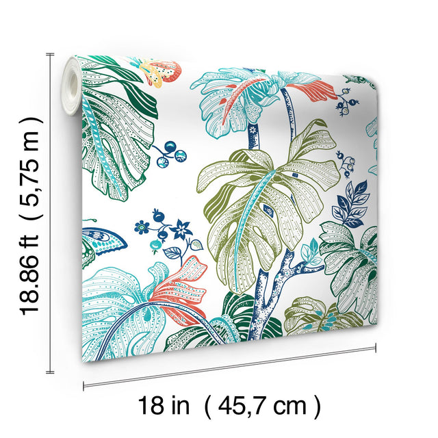 Boho Palm Orange Peel & Stick Wallpaper with Botanical Leaves - RoomMates RMK11587RL