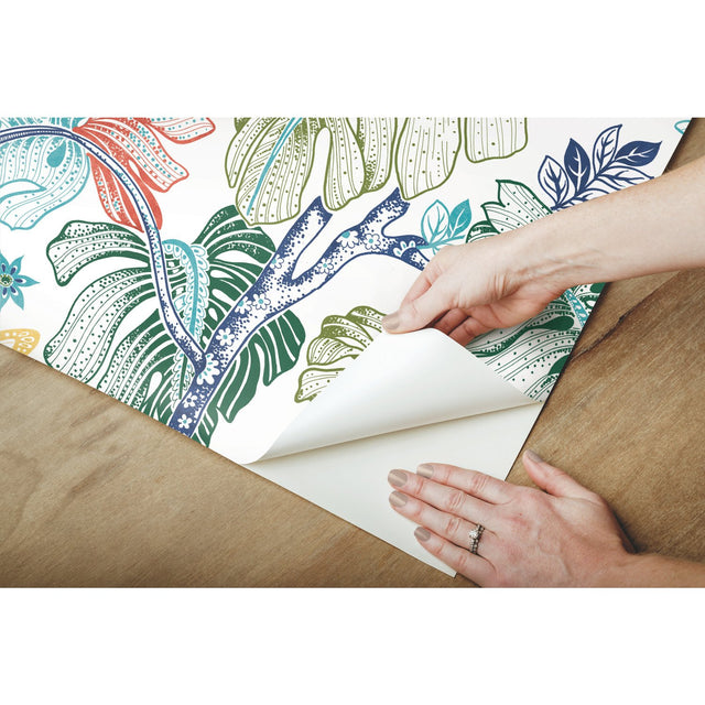 Boho Palm Orange Peel & Stick Wallpaper with Botanical Leaves - RoomMates RMK11587RL