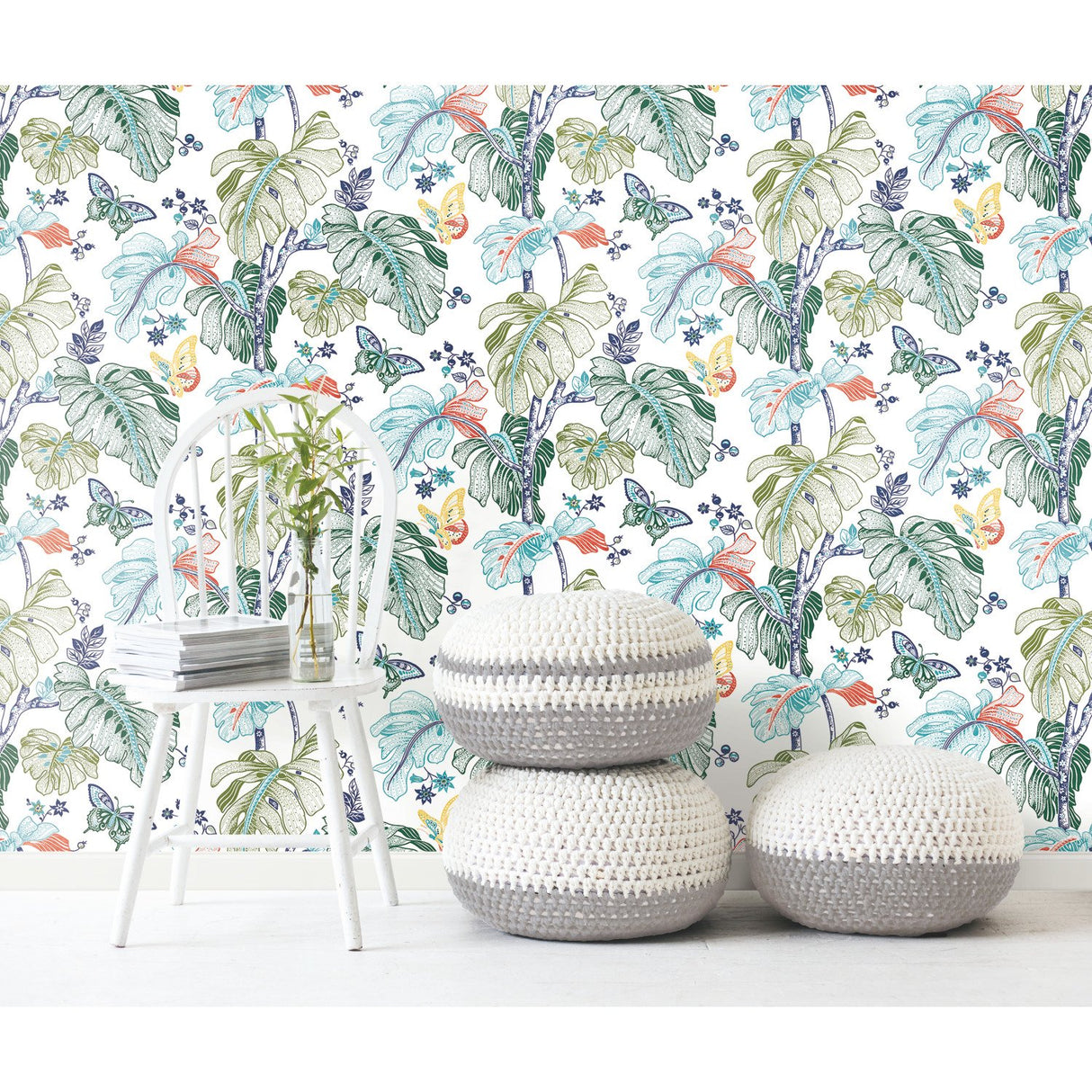 Boho Palm Orange Peel & Stick Wallpaper with Botanical Leaves - RoomMates RMK11587RL