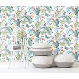 Boho Palm Orange Peel & Stick Wallpaper with Botanical Leaves - RoomMates RMK11587RL