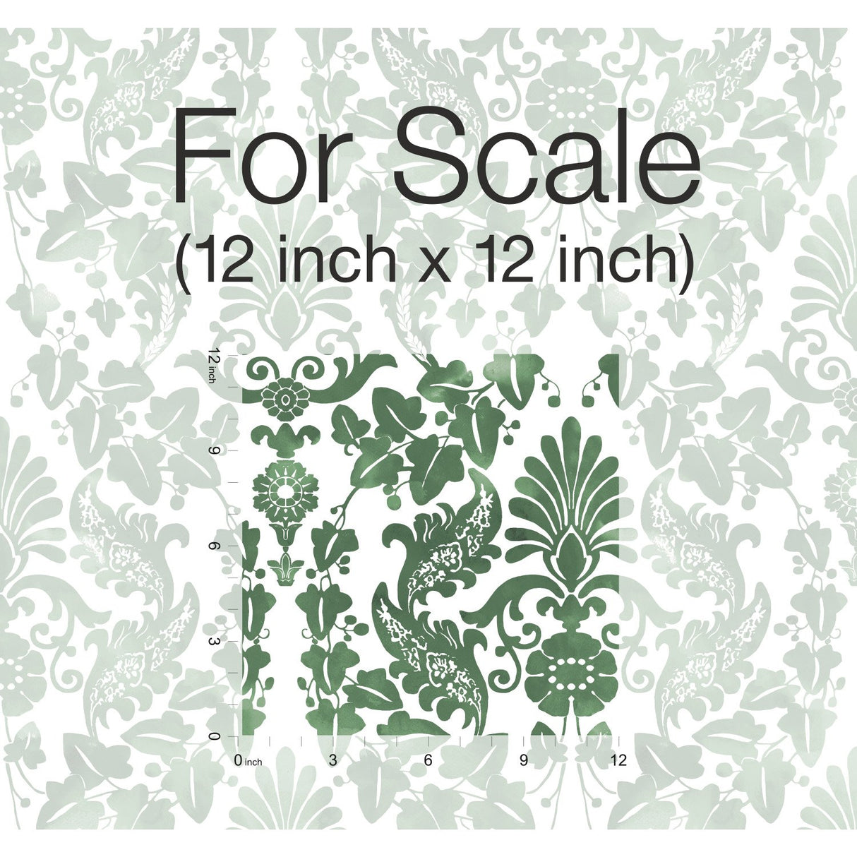 Vine Damask Green Peel & Stick Wallpaper with Botanical Traditional Motif - York RMK11596RL