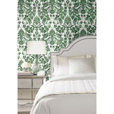 Vine Damask Green Peel & Stick Wallpaper with Botanical Traditional Motif - York RMK11596RL
