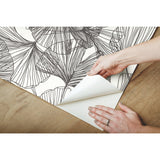 Ginkgo Leaves Black Peel & Stick Wallpaper with Modern Botanical Leaf Pattern - RoomMates RMK11601WP