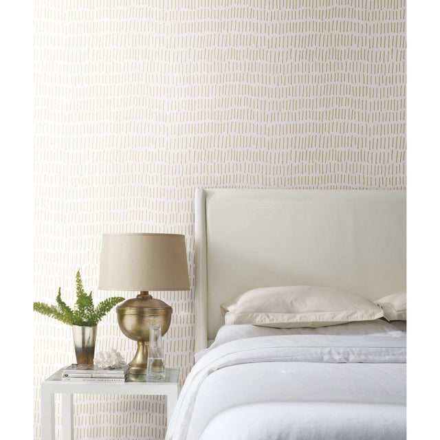 Tick Marks Gold Peel & Stick Wallpaper with Metallic Whimsical Novelty Pattern - York RMK11612WP
