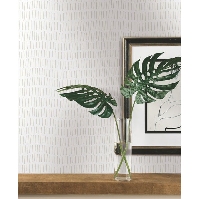 Tick Marks Beige Peel & Stick Wallpaper with Hand-Drawn Global Novelty Motif - York RMK11613WP