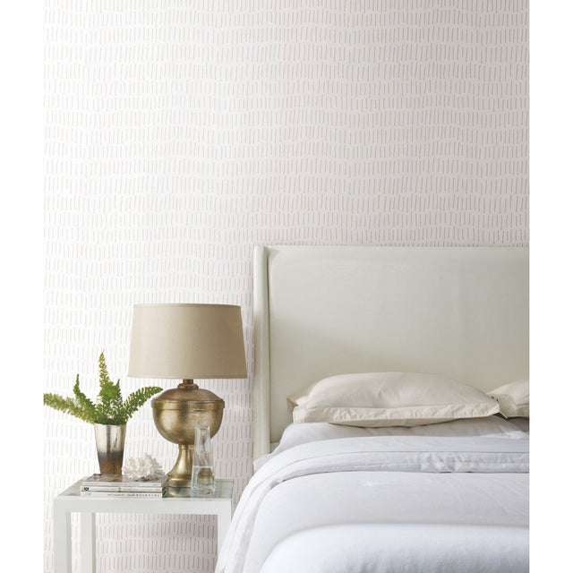 Tick Marks Beige Peel & Stick Wallpaper with Hand-Drawn Global Novelty Motif - York RMK11613WP