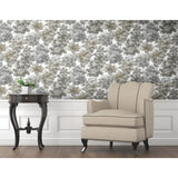 Old World Trees Grey Peel & Stick Wallpaper with Vintage Botanical Trees Pattern - York RMK11614WP