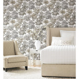 Old World Trees Grey Peel & Stick Wallpaper with Vintage Botanical Trees Pattern - York RMK11614WP