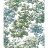 Old World Trees Green Peel & Stick Wallpaper with Vintage Botanical Trees Pattern - York RMK11615WP