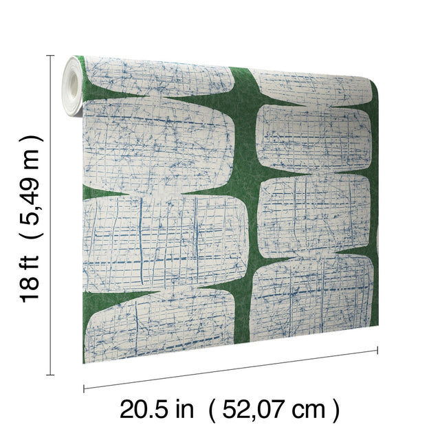 Mid-Century Beads Green Peel & Stick Wallpaper with Geometric Abstract Motif - York RMK11619RL