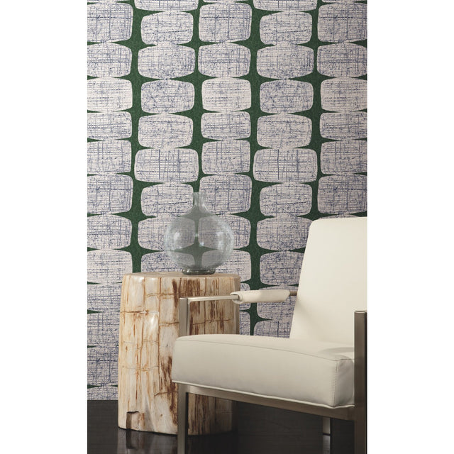 Mid-Century Beads Green Peel & Stick Wallpaper with Geometric Abstract Motif - York RMK11619RL