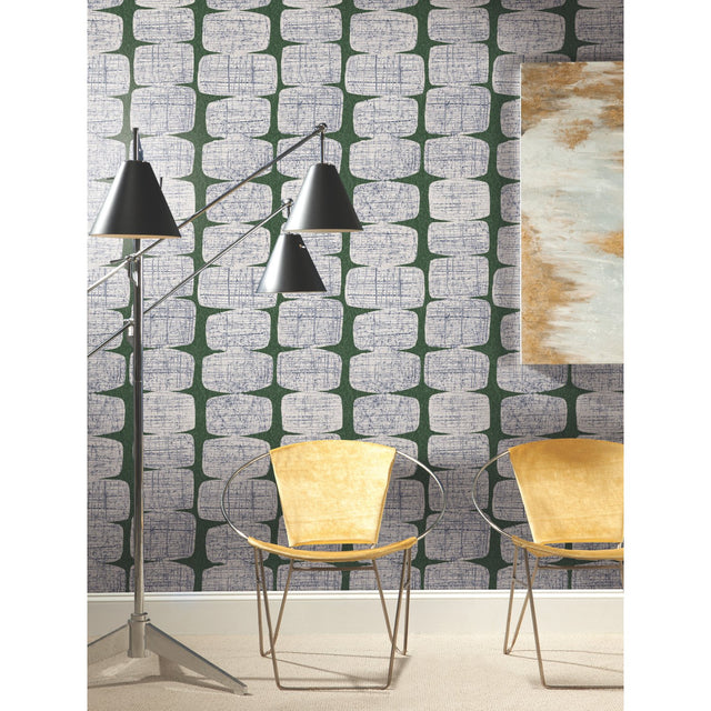 Mid-Century Beads Green Peel & Stick Wallpaper with Geometric Abstract Motif - York RMK11619RL