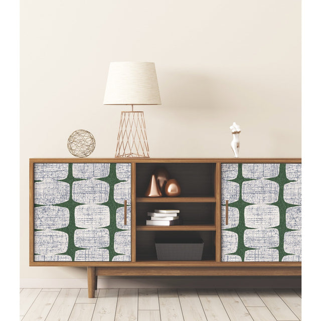 Mid-Century Beads Green Peel & Stick Wallpaper with Geometric Abstract Motif - York RMK11619RL