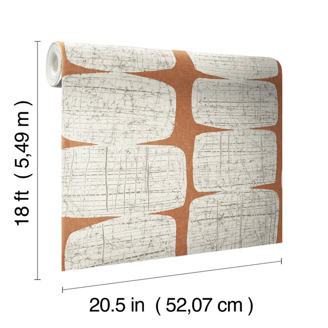 Mid-Century Beads Orange Peel & Stick Wallpaper with Geometric Abstract Pattern - York RMK11620RL