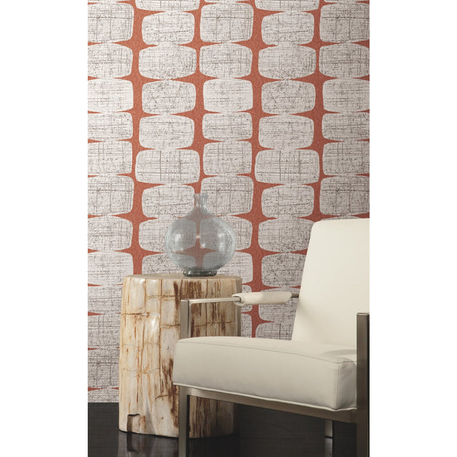 Mid-Century Beads Orange Peel & Stick Wallpaper with Geometric Abstract Pattern - York RMK11620RL