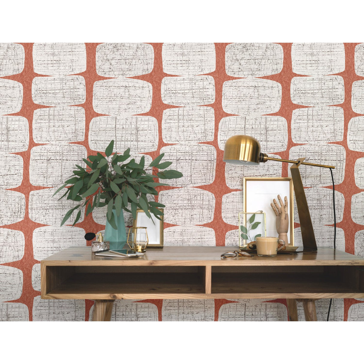 Mid-Century Beads Orange Peel & Stick Wallpaper with Geometric Abstract Pattern - York RMK11620RL