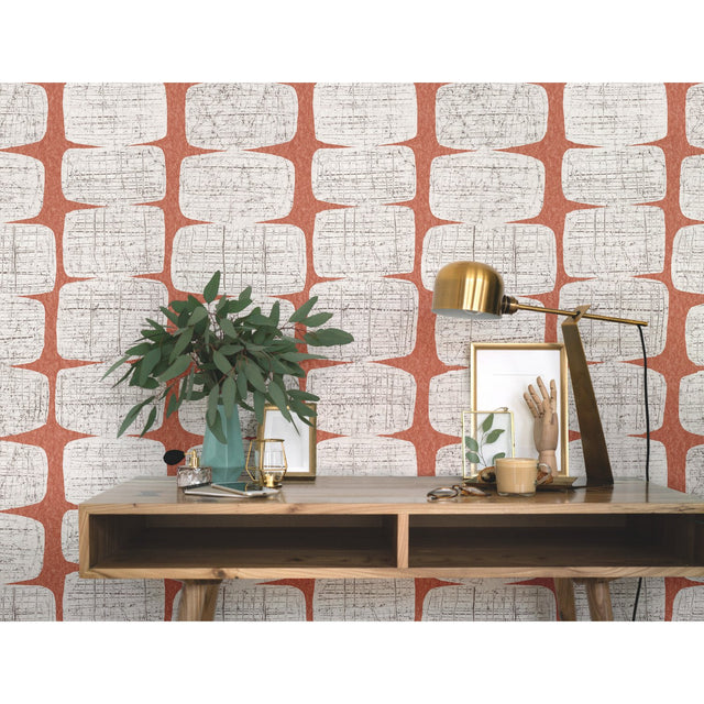 Mid-Century Beads Orange Peel & Stick Wallpaper with Geometric Abstract Pattern - York RMK11620RL