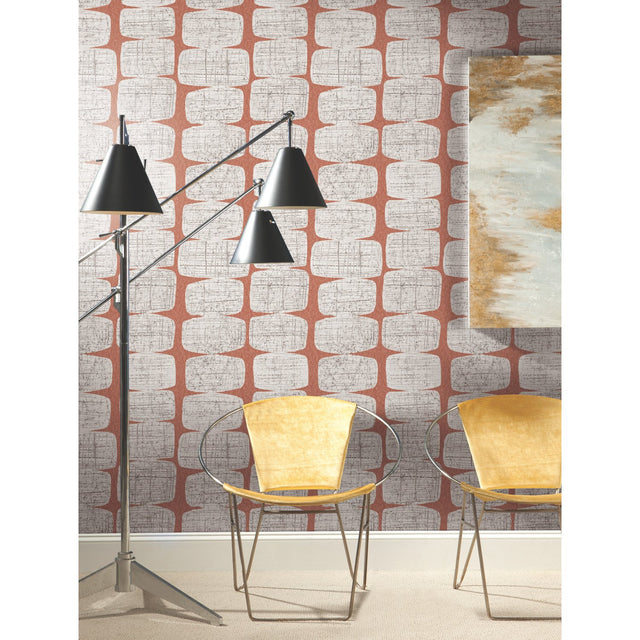 Mid-Century Beads Orange Peel & Stick Wallpaper with Geometric Abstract Pattern - York RMK11620RL