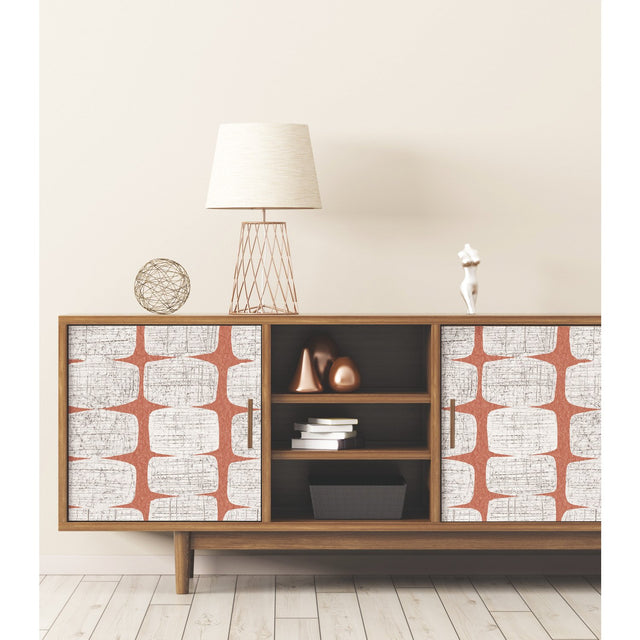 Mid-Century Beads Orange Peel & Stick Wallpaper with Geometric Abstract Pattern - York RMK11620RL