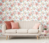 Poppy Floral Pink by RoomMates Modern Botanical Peel and Stick Wallpaper 18 In x 18.86 Ft Covers About 28.3 Square Feet - RMK11624RL