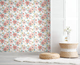 Poppy Floral Pink by RoomMates Modern Botanical Peel and Stick Wallpaper 18 In x 18.86 Ft Covers About 28.3 Square Feet - RMK11624RL