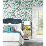 Cat Coquillette Eucalyptus Teal Peel & Stick Wallpaper with Botanical Leaves Motif - York RMK11628WP
